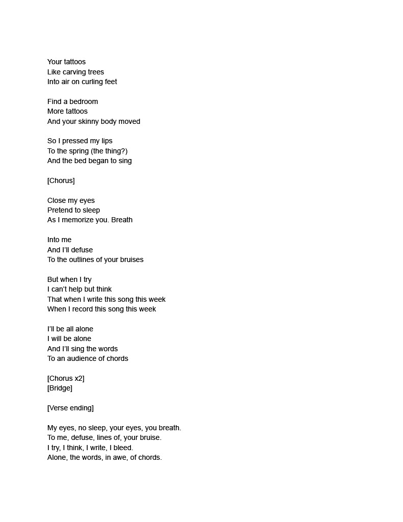Pinkerton Lyrics Sheet 4